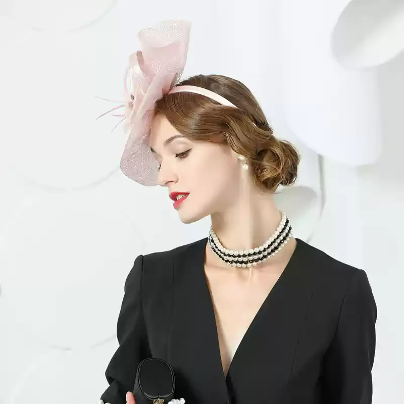 Elegant Pink Fascinator Hats with Floral Detailing - Hair Fascinators - Image 5