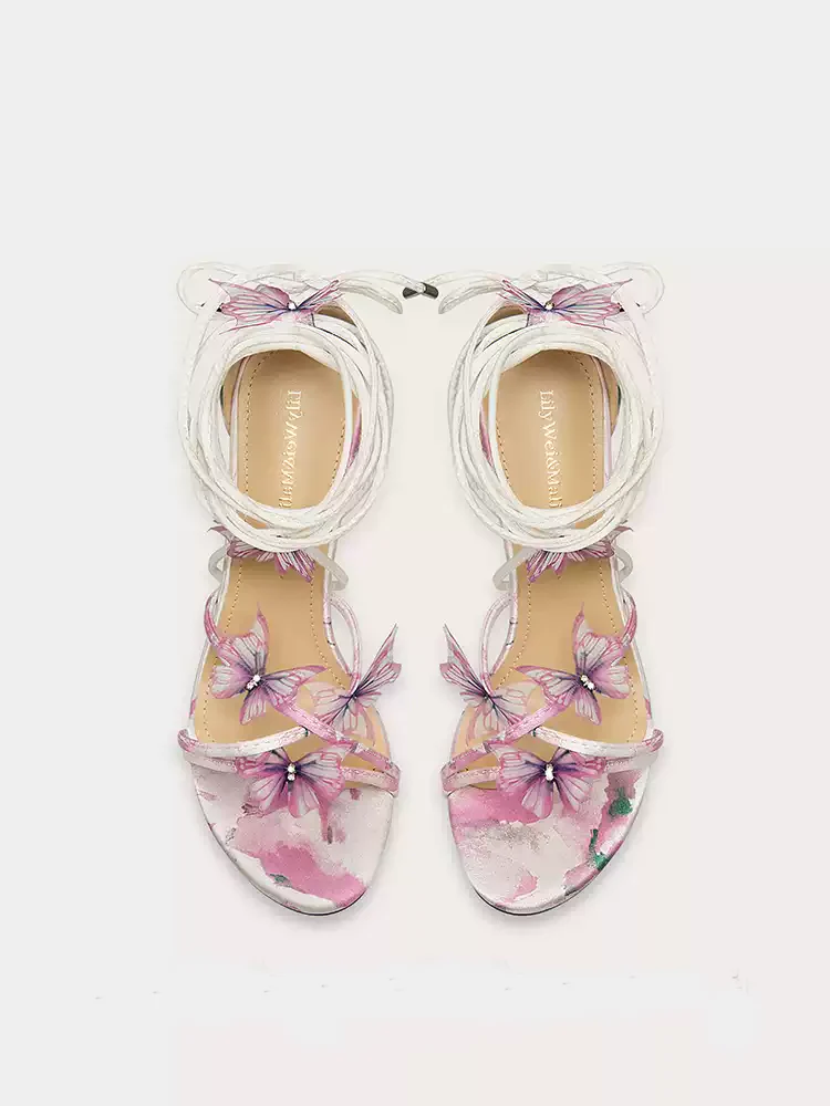 Elegant Purple Butterfly Ankle-Tie Open-Toe High Heel Sandals - Image 3