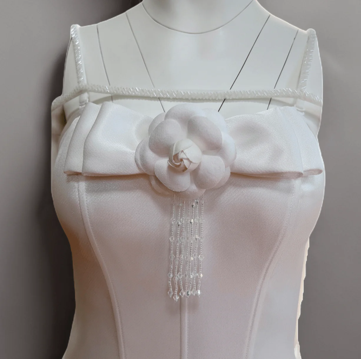 Elegant White Strapless Short Wedding Party Dress - Tulle and Satin Corset Tiered Dress Plus Size - Image 3