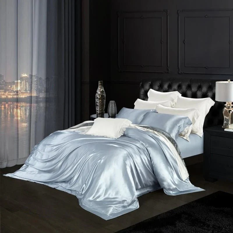 Luxury Pure Mulberry Silk Bedding Set – Eloise Bali Blue - Image 2