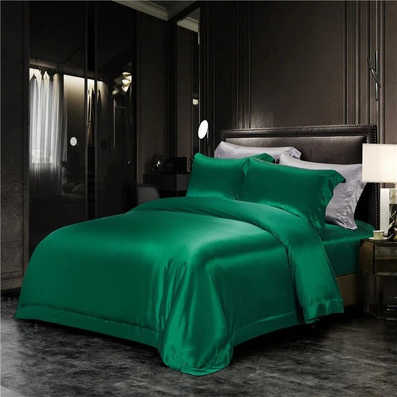 Eloise Emerald Green Pure Mulberry Silk Bedding Set – Forest Muse - Image 3