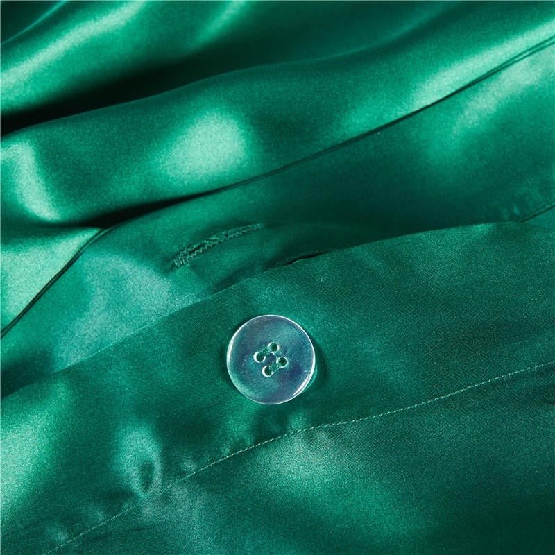 Eloise Emerald Green Pure Mulberry Silk Bedding Set – Forest Muse - Image 7