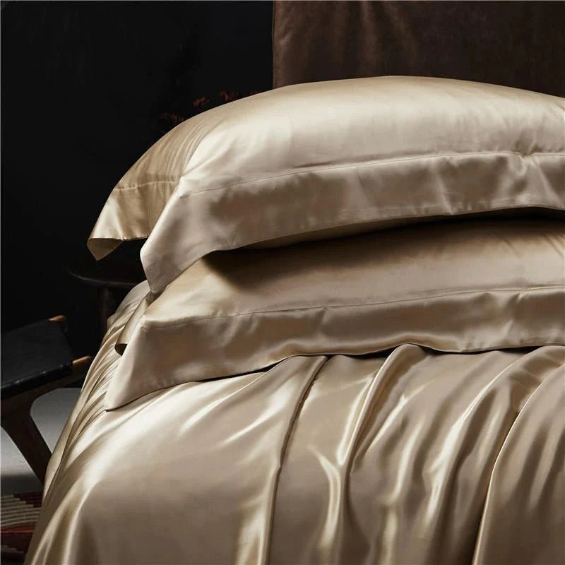 Luxury Pure Mulberry Silk Bedding Set – Eloise Leather Beige - Image 8