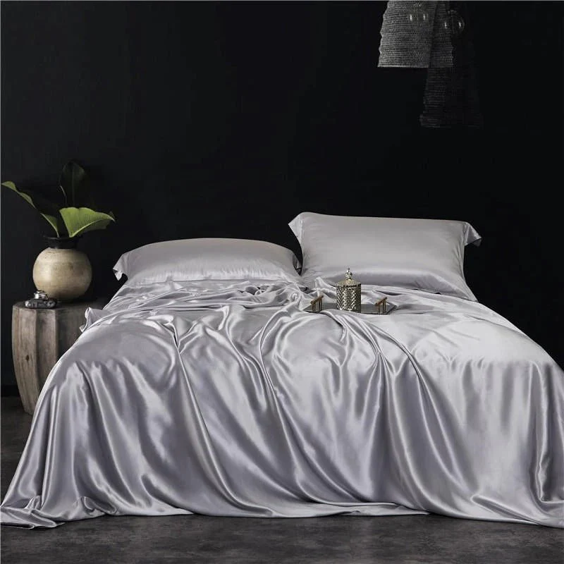 Luxury Pure Mulberry Silk Bedding Set – Eloise Sonic Silver