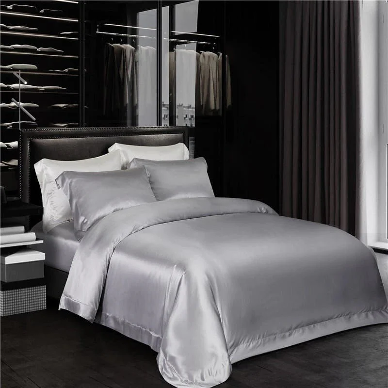 Luxury Pure Mulberry Silk Bedding Set – Eloise Sonic Silver - Image 2