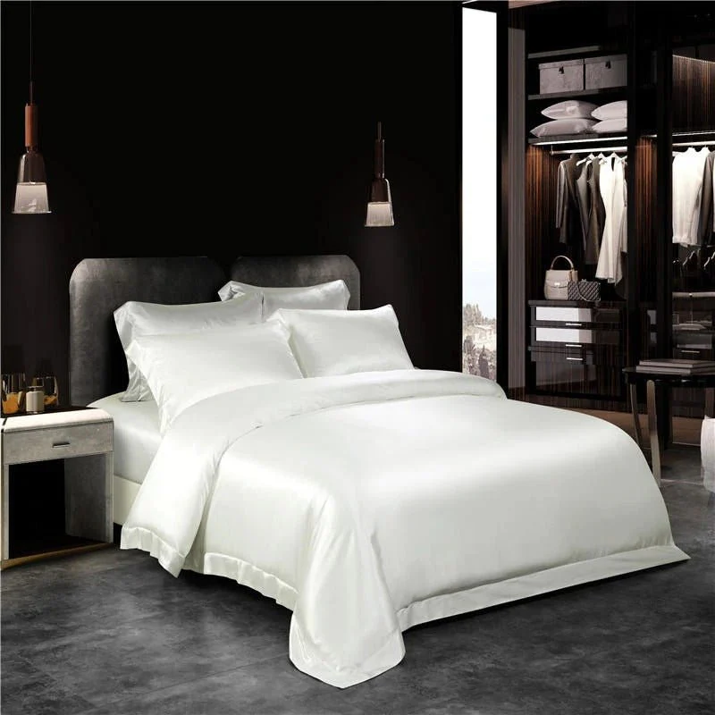 Eloise White Pure Mulberry Silk Bedding Set – Snow Veil - Image 2