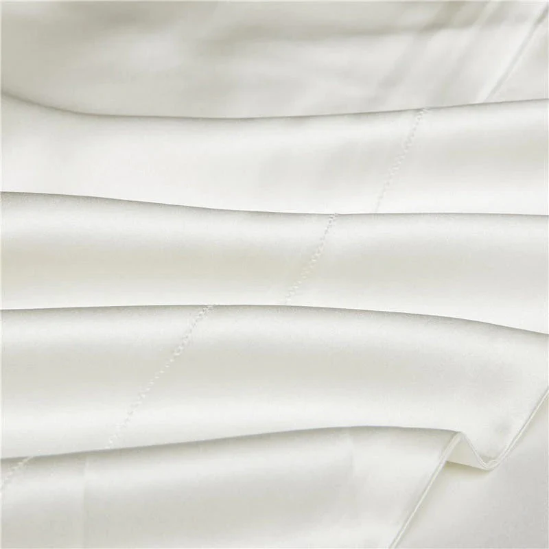 Eloise White Pure Mulberry Silk Bedding Set – Snow Veil - Image 7