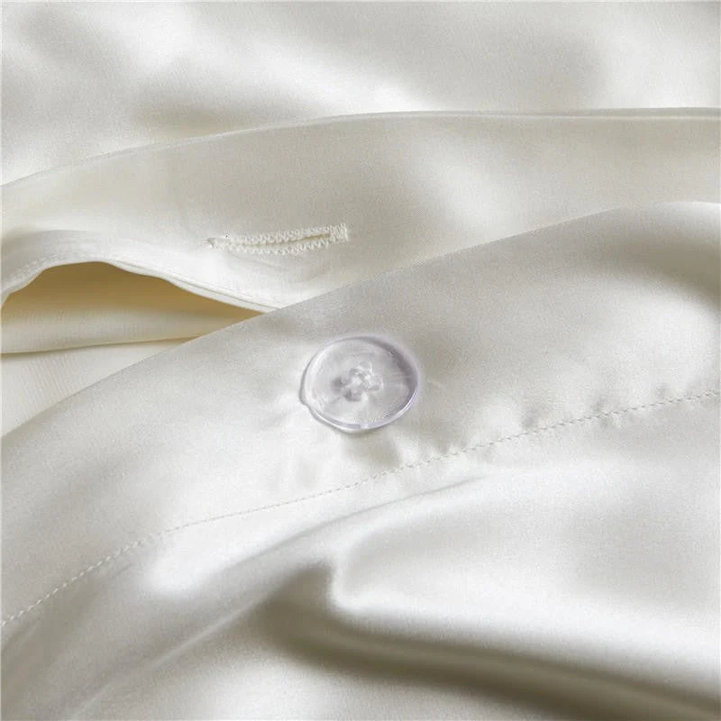 Eloise White Pure Mulberry Silk Bedding Set – Snow Veil - Image 8