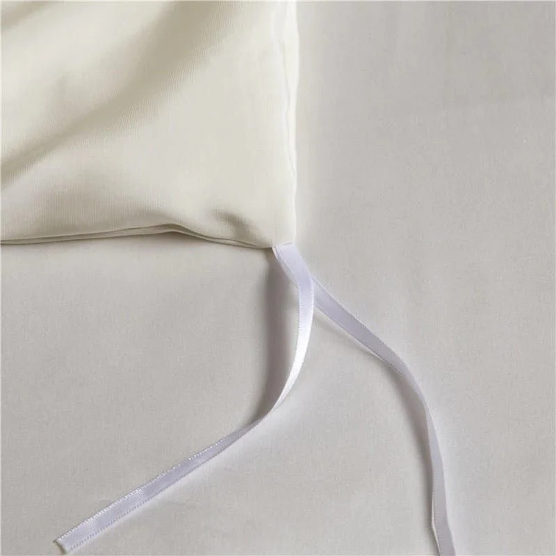 Eloise White Pure Mulberry Silk Bedding Set – Snow Veil - Image 9