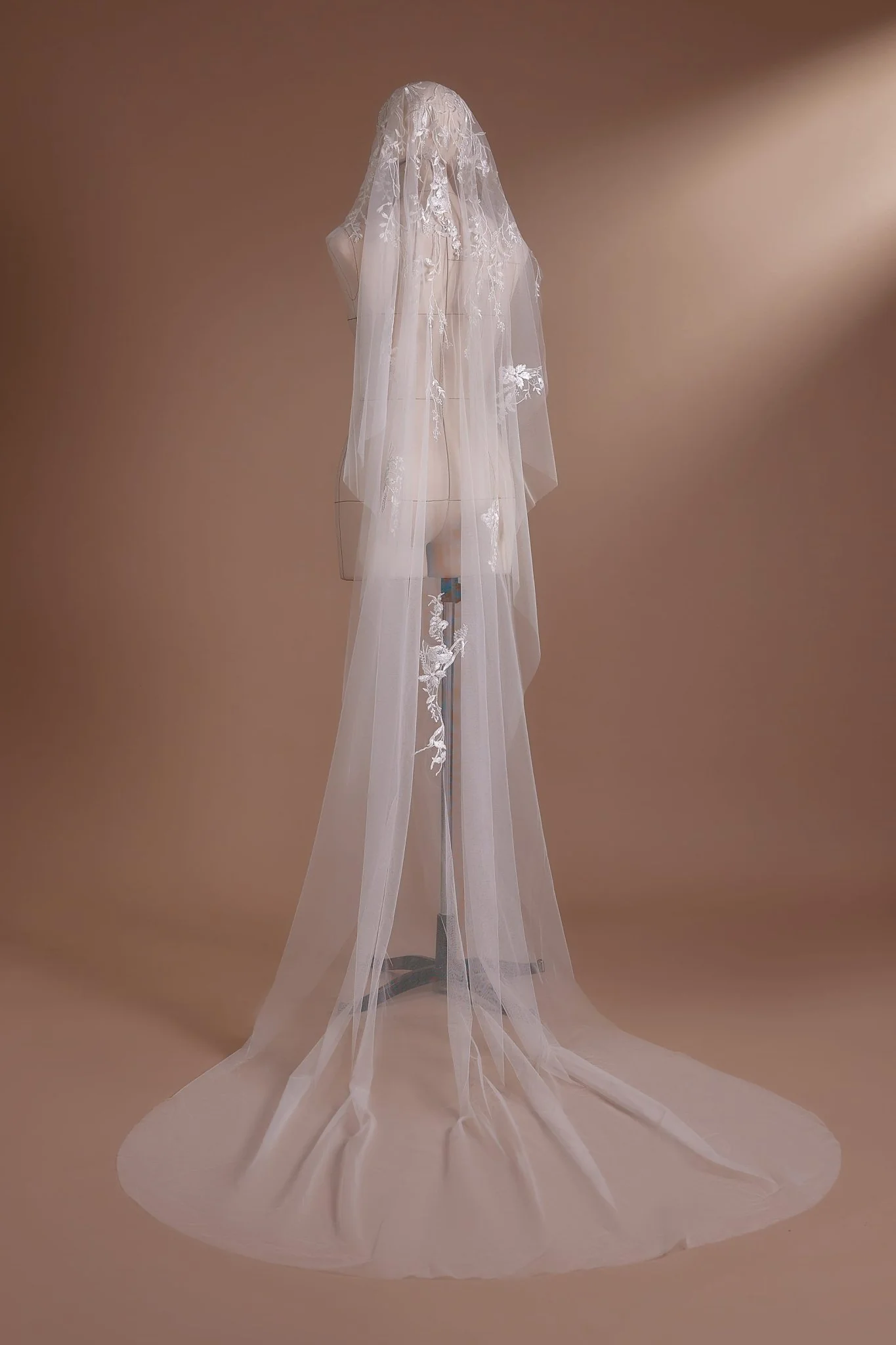 Enchanted Floral Cathedral Veil with Crystal Accents Plus Size