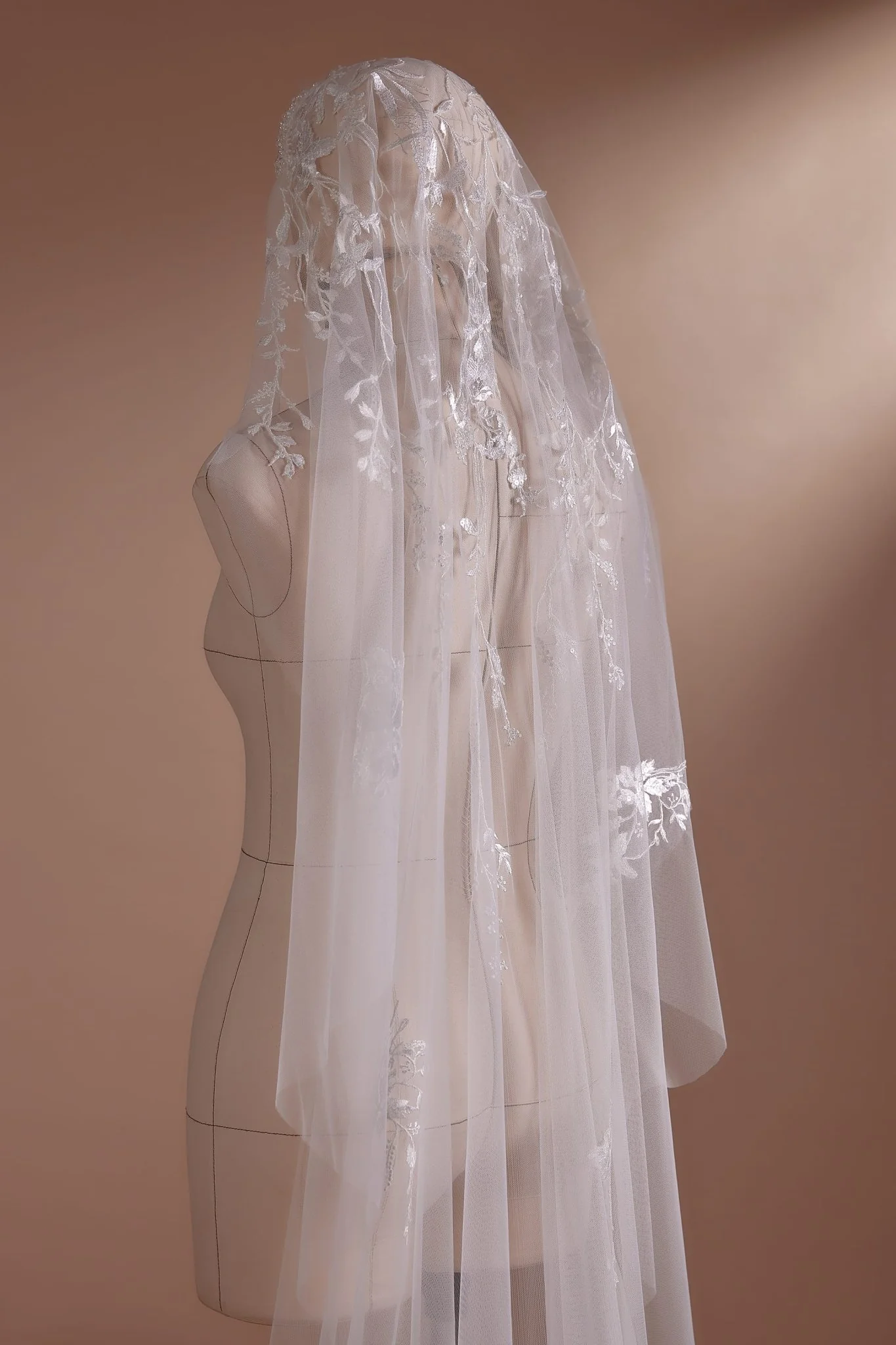 Enchanted Floral Cathedral Veil with Crystal Accents Plus Size - Image 2