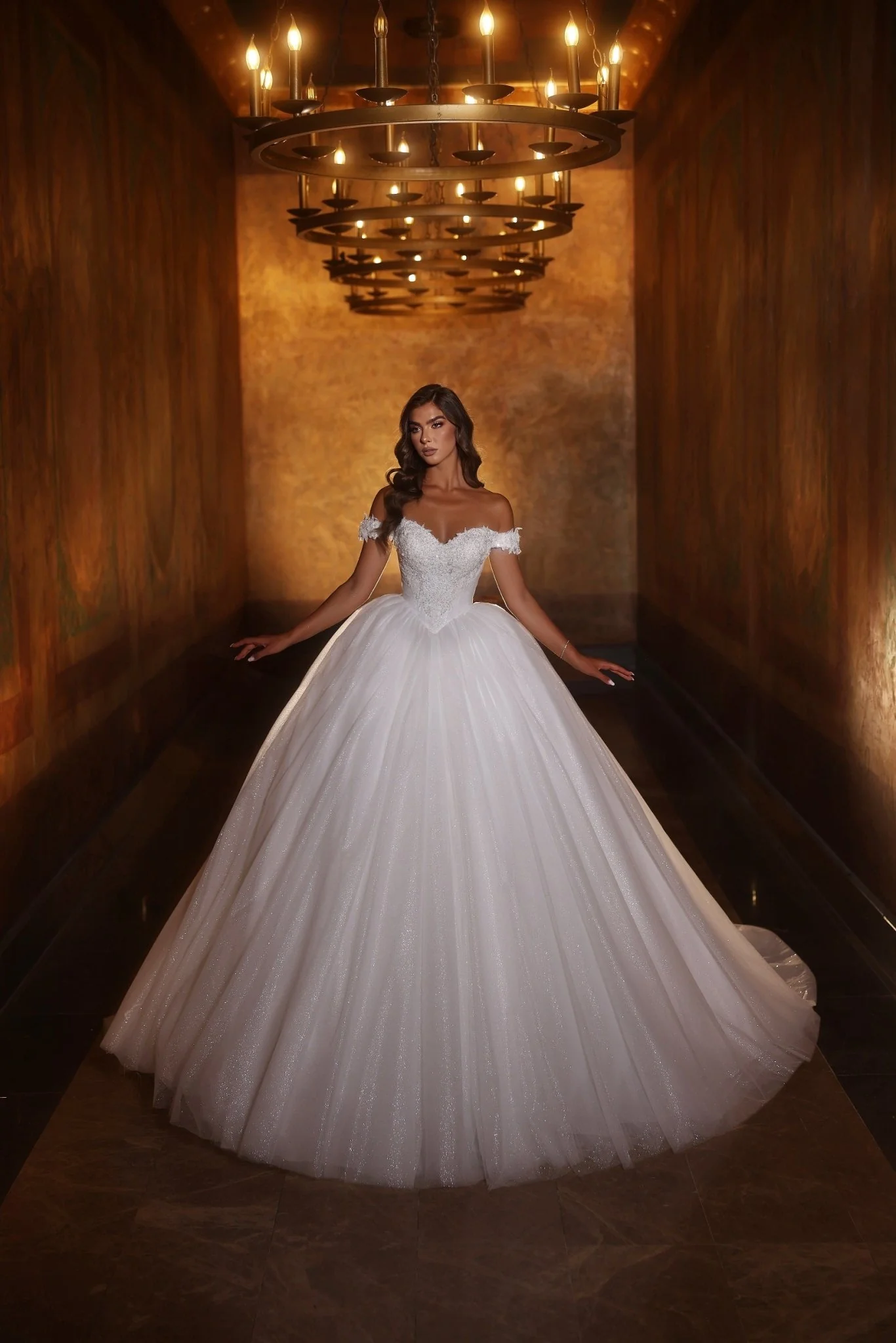Ethereal Lace Off-Shoulder Bridal Gown Plus Size