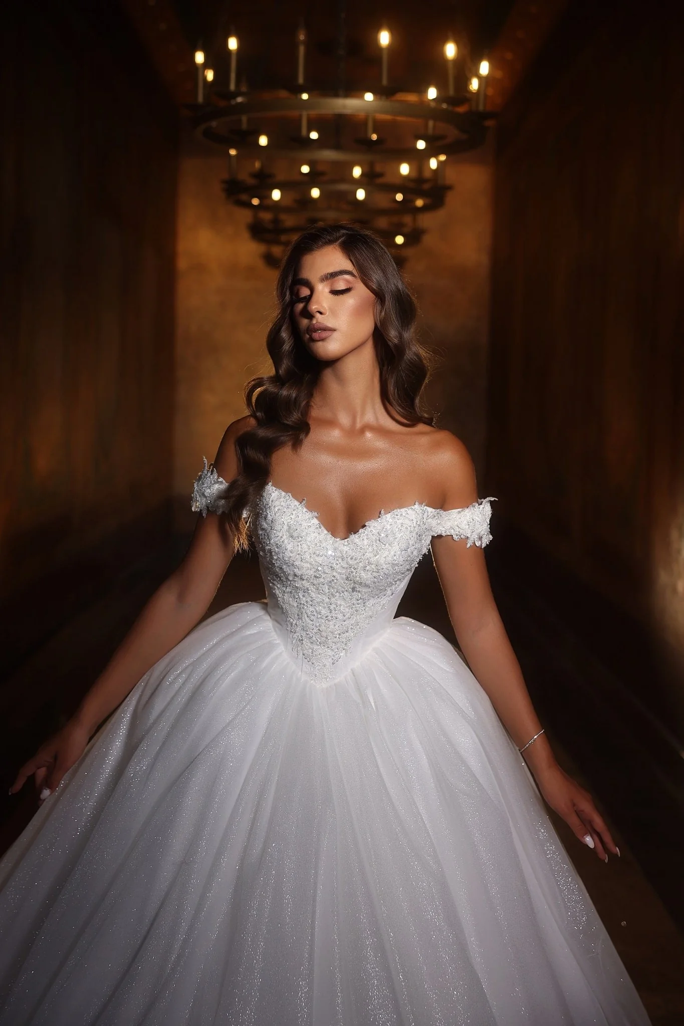 Ethereal Lace Off-Shoulder Bridal Gown Plus Size - Image 2