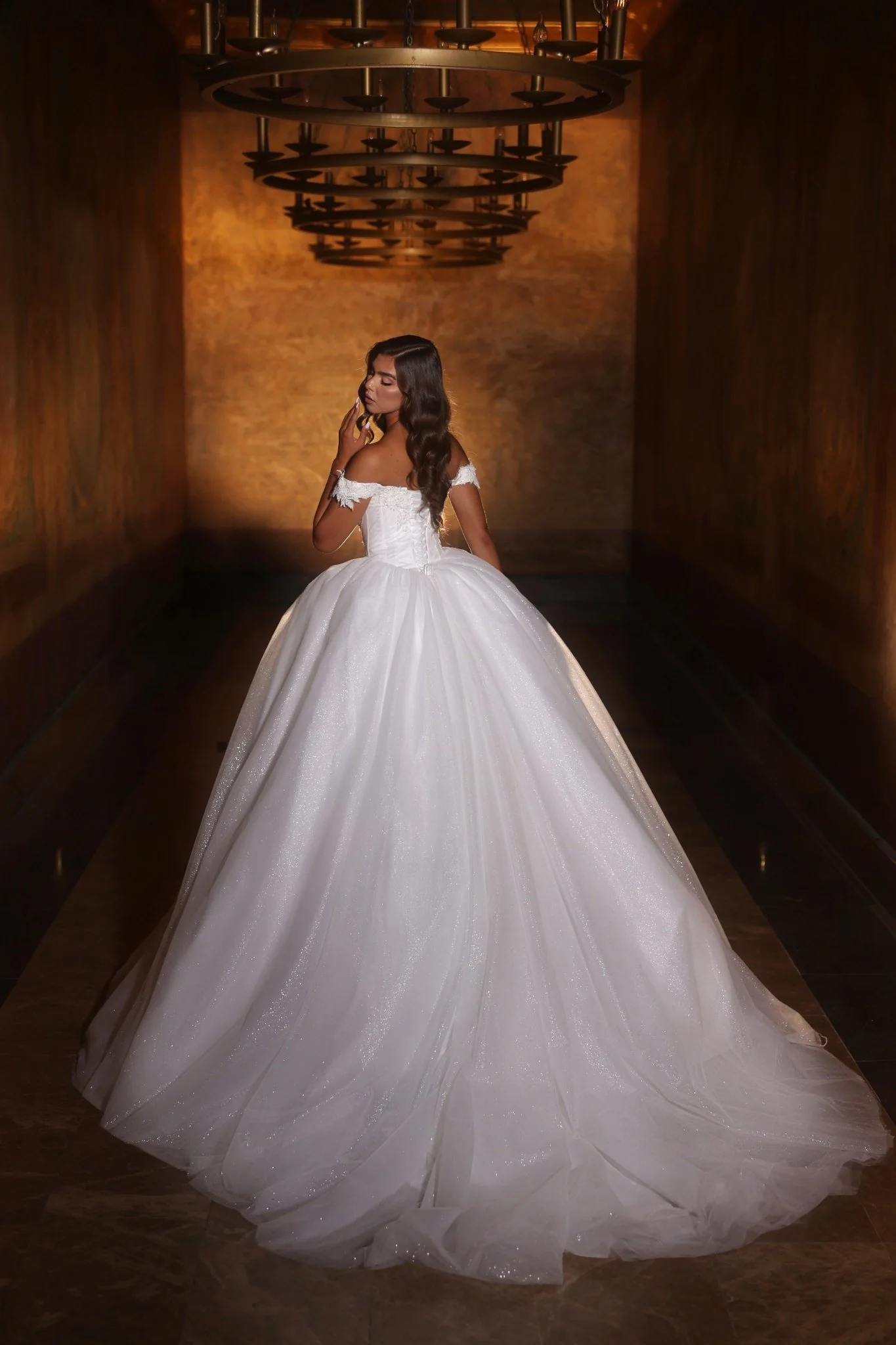 Ethereal Lace Off-Shoulder Bridal Gown Plus Size - Image 3