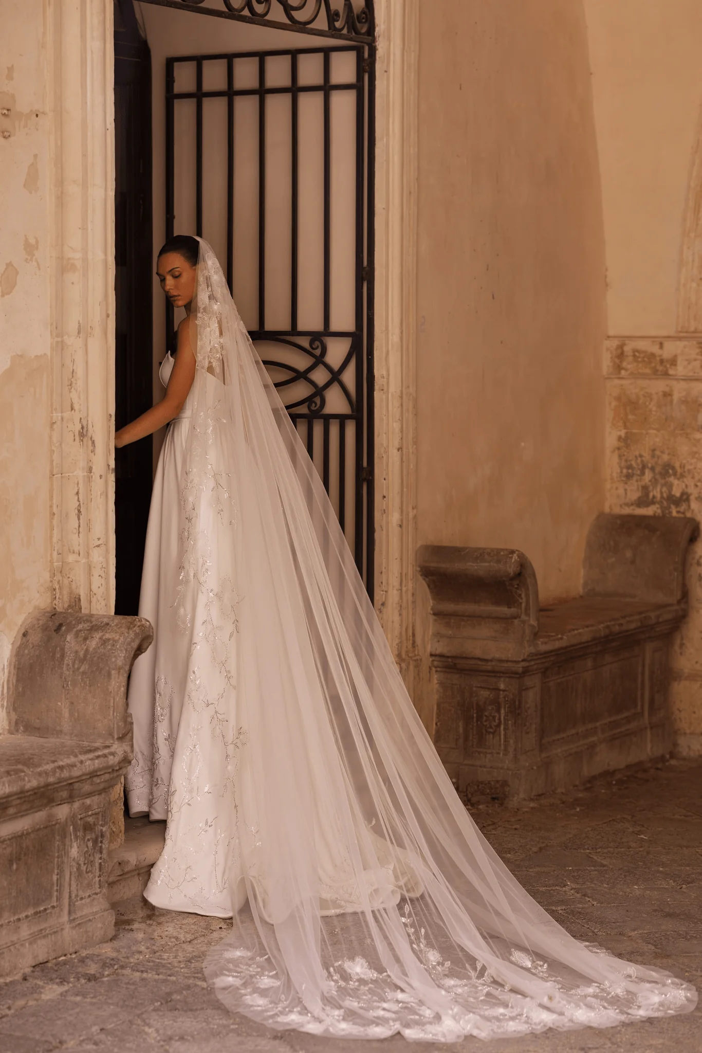 Exquisite A-Line Wedding Dress with Lace Sleeves -  Embellished Wedding Gown Plus Size - Image 4