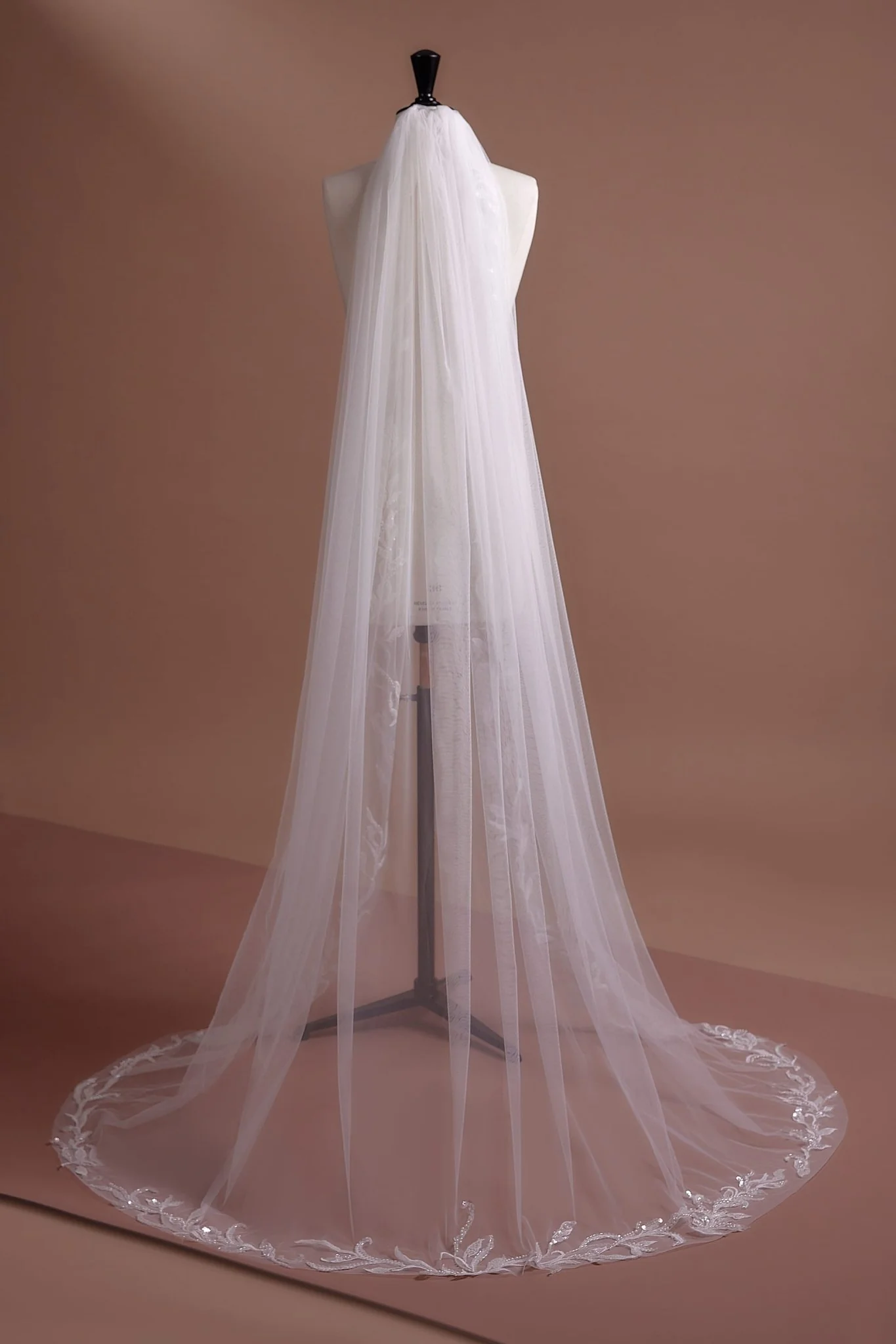 Exquisite Floral Appliqué Cathedral Wedding Veil, Available with or without Comb - Image 2