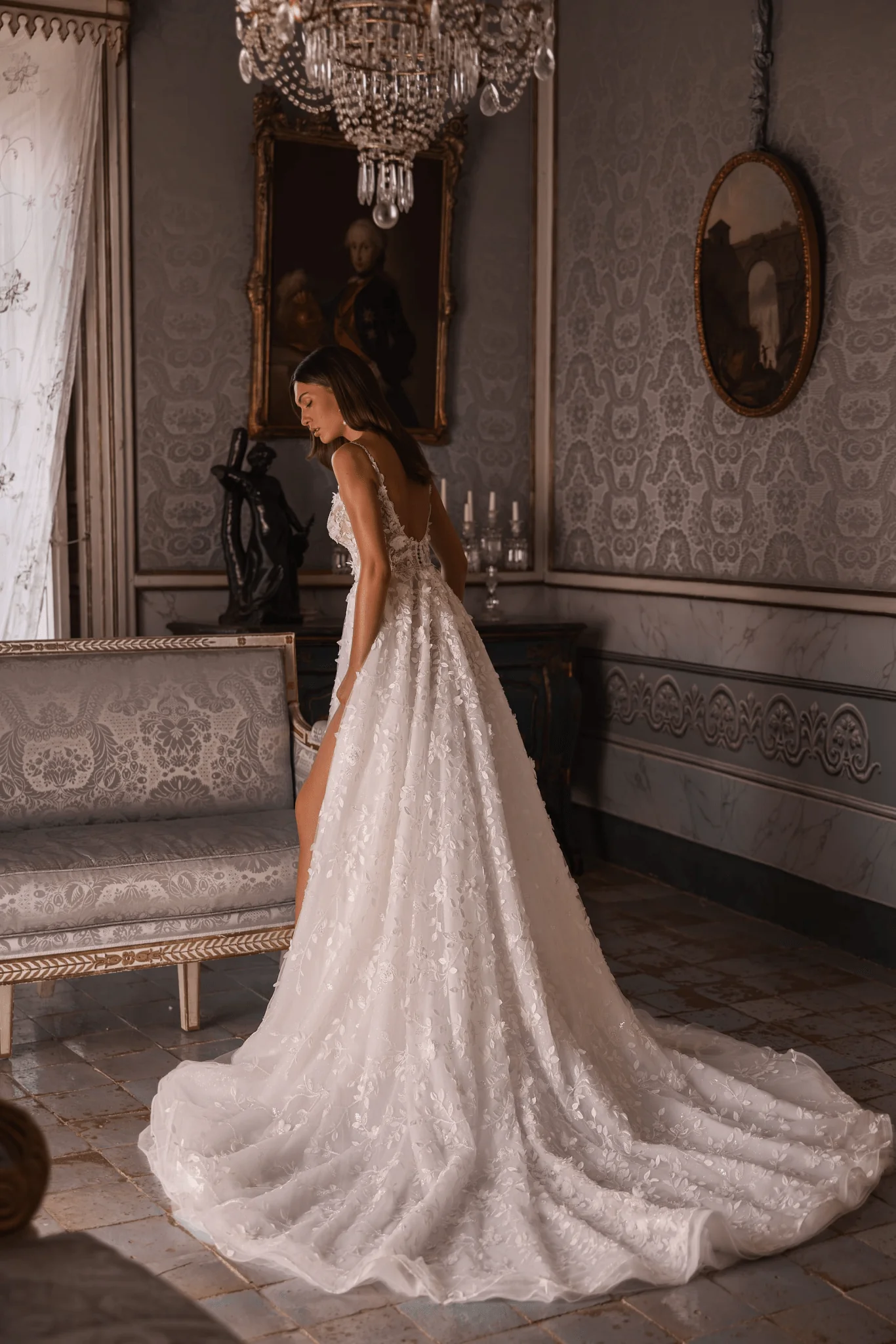 Exquisite Lace Wedding Gown with Pockets - A-Line Wedding Dress with Beaded Straps Plus Size - Image 2