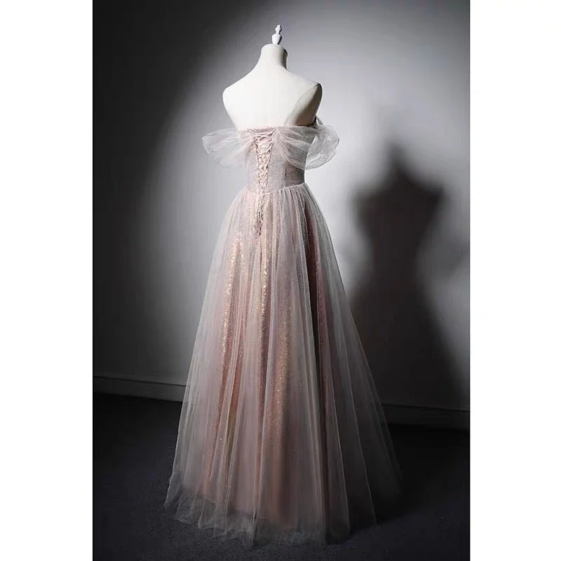 Fairy Princess Style Pink Off-shoulder Prom Dress Plus Size - Image 3