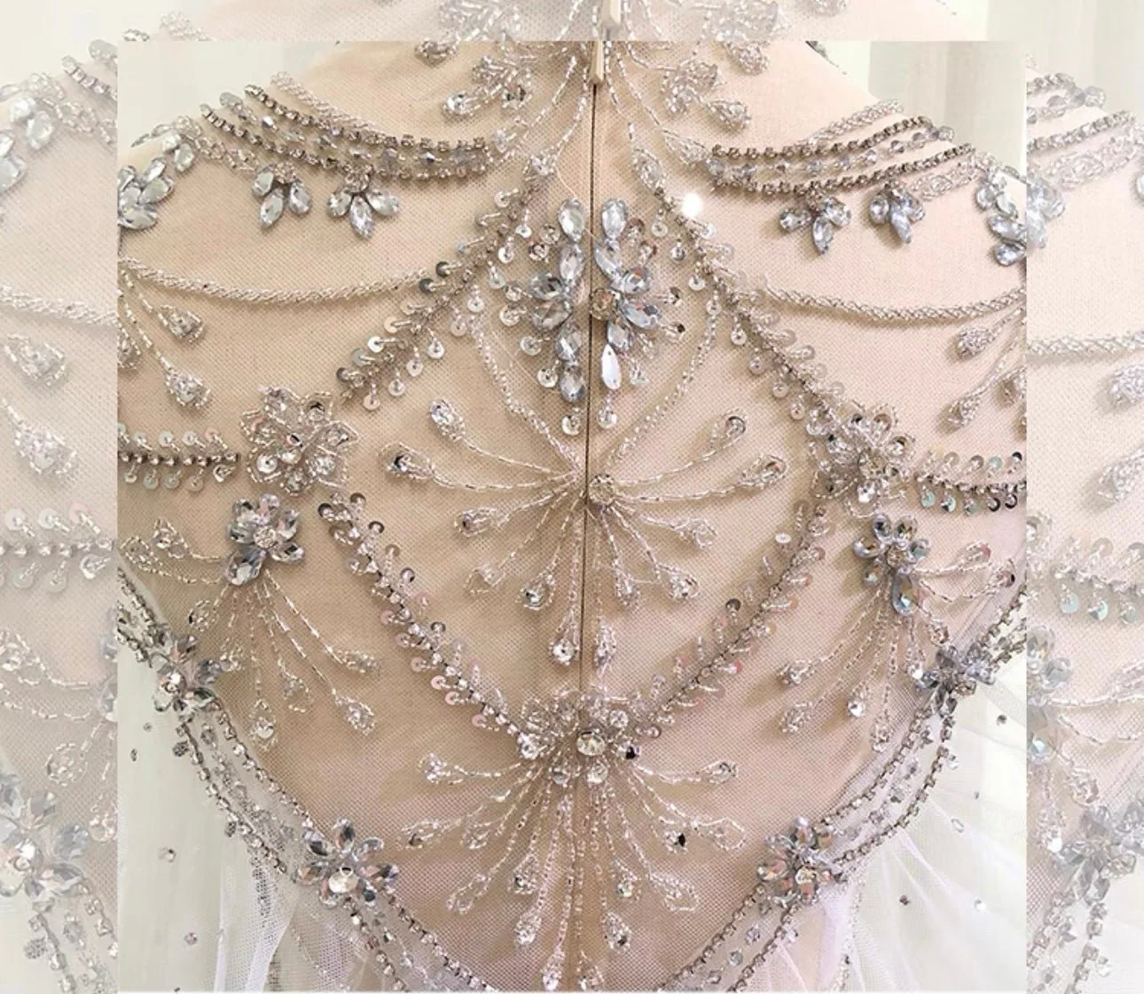 Fairy Tulle Wedding Dress With Cape - White Beaded Ball Gown With Embellished  Plus Size - Image 6