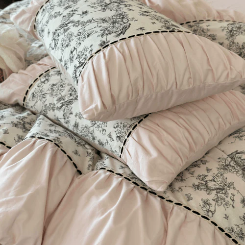 French Vintage Floral Pink Bedding Set – Petal Sonata - Image 3