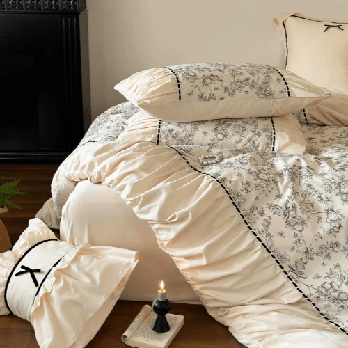 French Vintage Floral Pink Bedding Set – Petal Sonata - Image 5