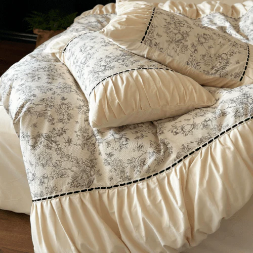 French Vintage Floral Pink Bedding Set – Petal Sonata - Image 6