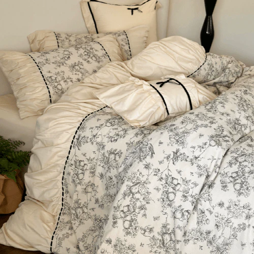 French Vintage Floral Pink Bedding Set – Petal Sonata - Image 9