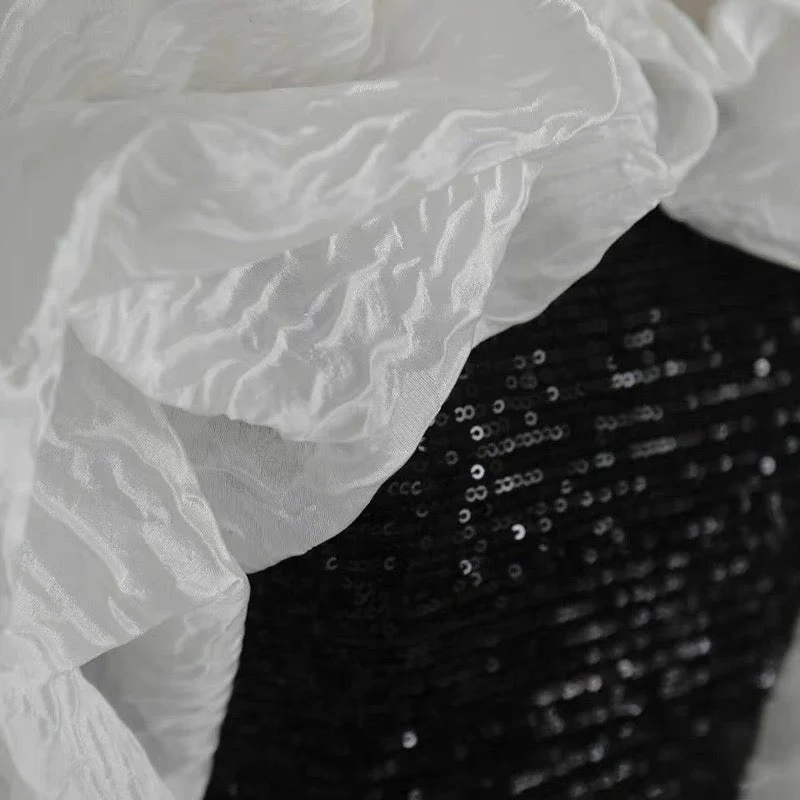 Gothic Black And White Evening Gown - With Ruffle Plus Size Formal Dress - Image 4