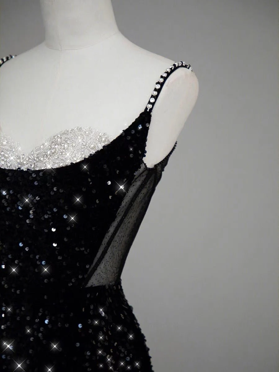 Gothic Black Lace Sequins Evening Gown - Formal Dress Plus Size - Image 3