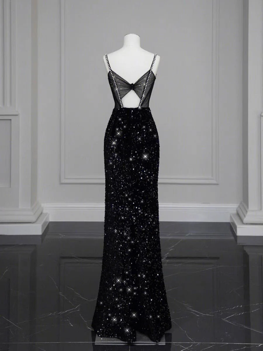 Gothic Black Lace Sequins Evening Gown - Formal Dress Plus Size - Image 4