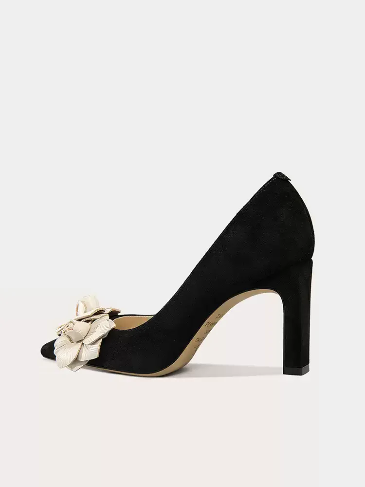 Gothic Block Heel High Heels with Floral Design - Comfortable and Versatile - Image 2