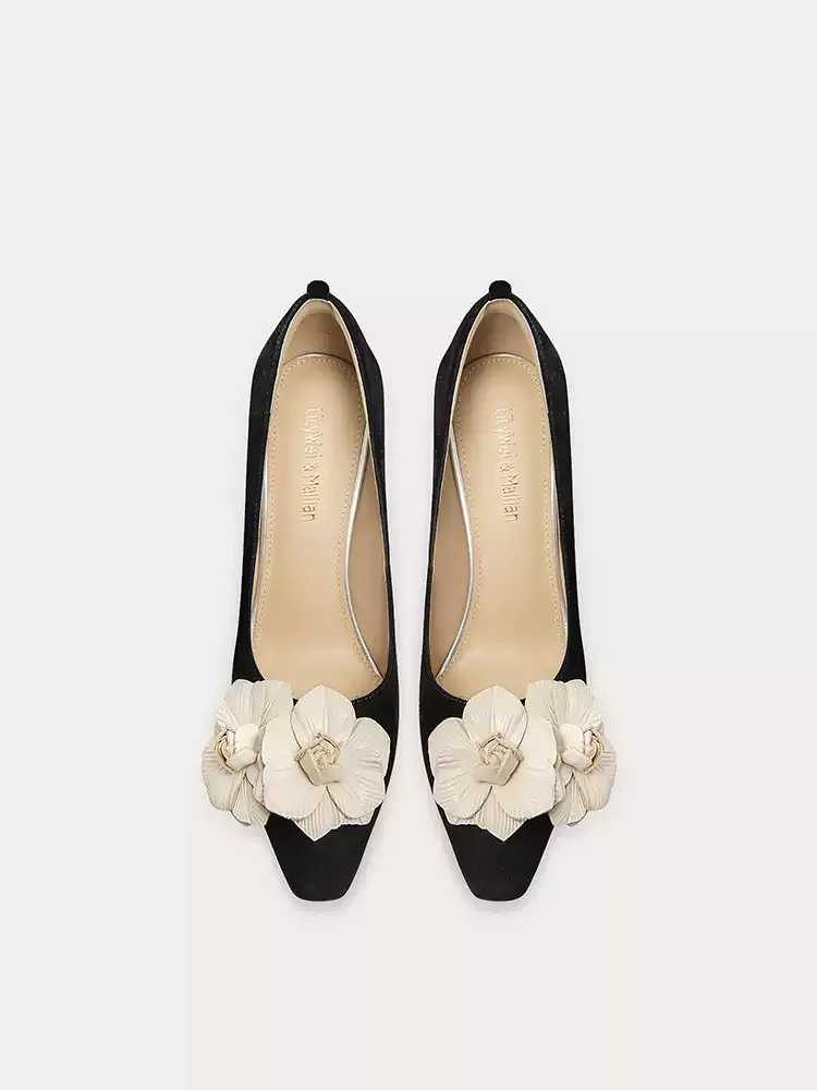 Gothic Block Heel High Heels with Floral Design - Comfortable and Versatile - Image 3