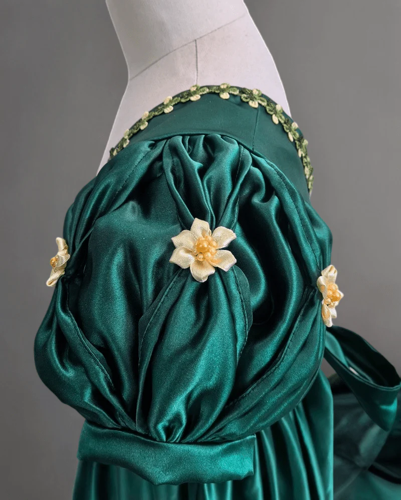 Emerald Green Bridgerton Inspired Regency Dress Women - Green Bridgerton Dress with Bow Tie Belt Plus Size - Image 5