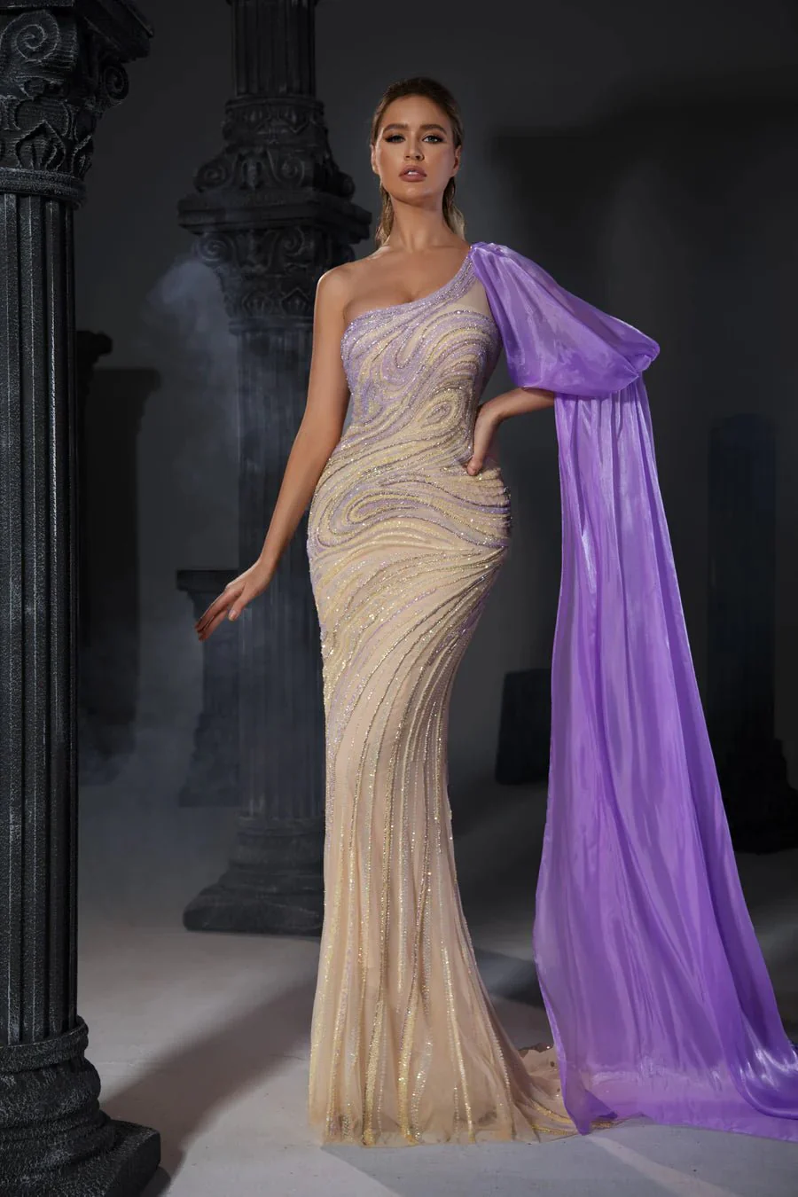 Gothic Green Sequin Evening Gown with Off-Shoulder Design and Tulle Overlay - Designer Sequin Gown and Glitter Dress Plus Size - Image 4