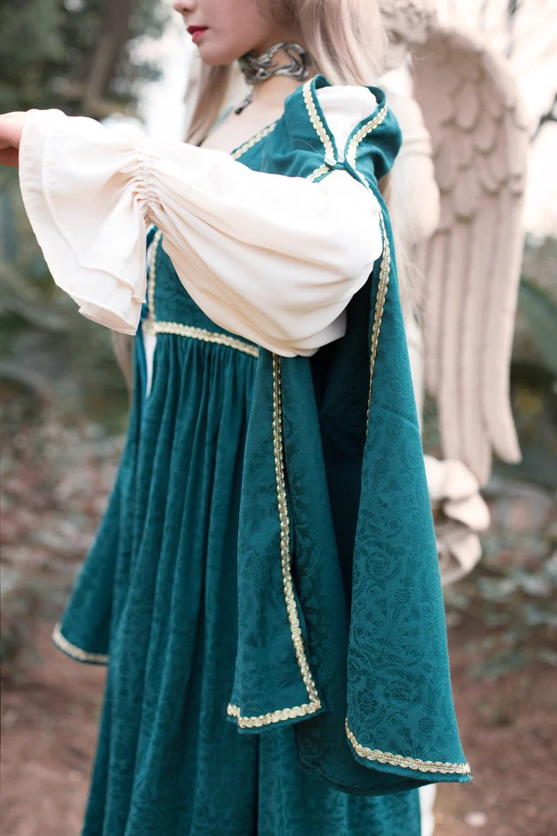 Gothic Lolita Dress - Teal Blue Medieval-Inspired Gown and Gothic Dress Plus Size - Image 10
