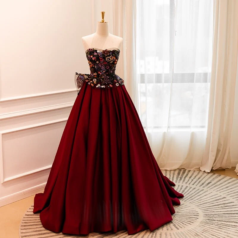 GOTHIC OFF SHOULDER BLACK AND RED JEWELED EVENING GOWN - PLUS SIZE