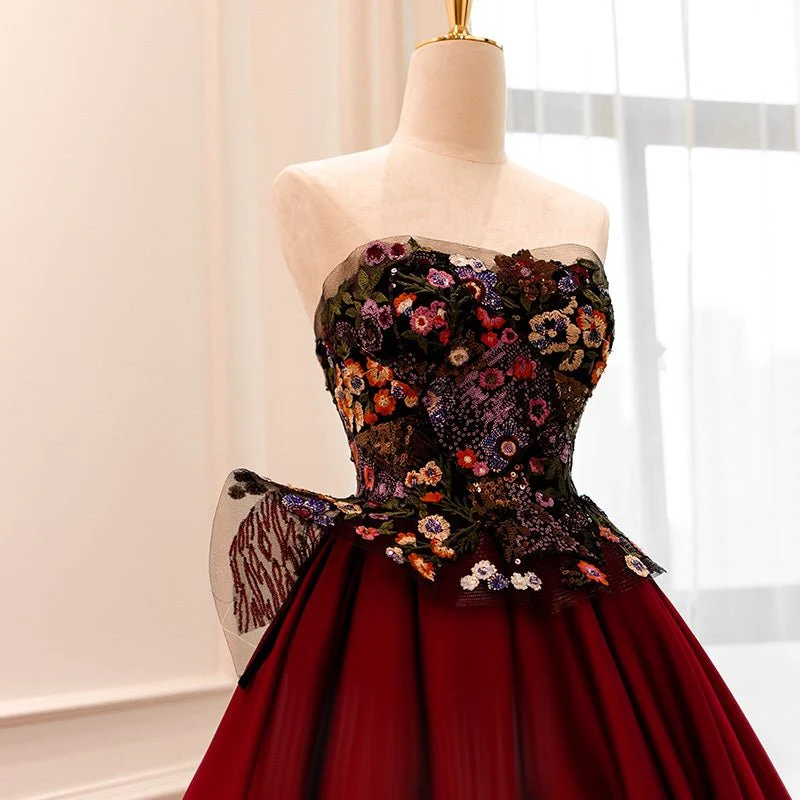 GOTHIC OFF SHOULDER BLACK AND RED JEWELED EVENING GOWN - PLUS SIZE - Image 4