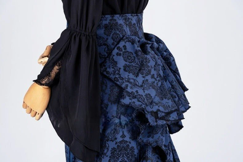 Gothic Purple and Black Lolita Victorian Mermaid Dress with Bow Design Plus Size - Image 8
