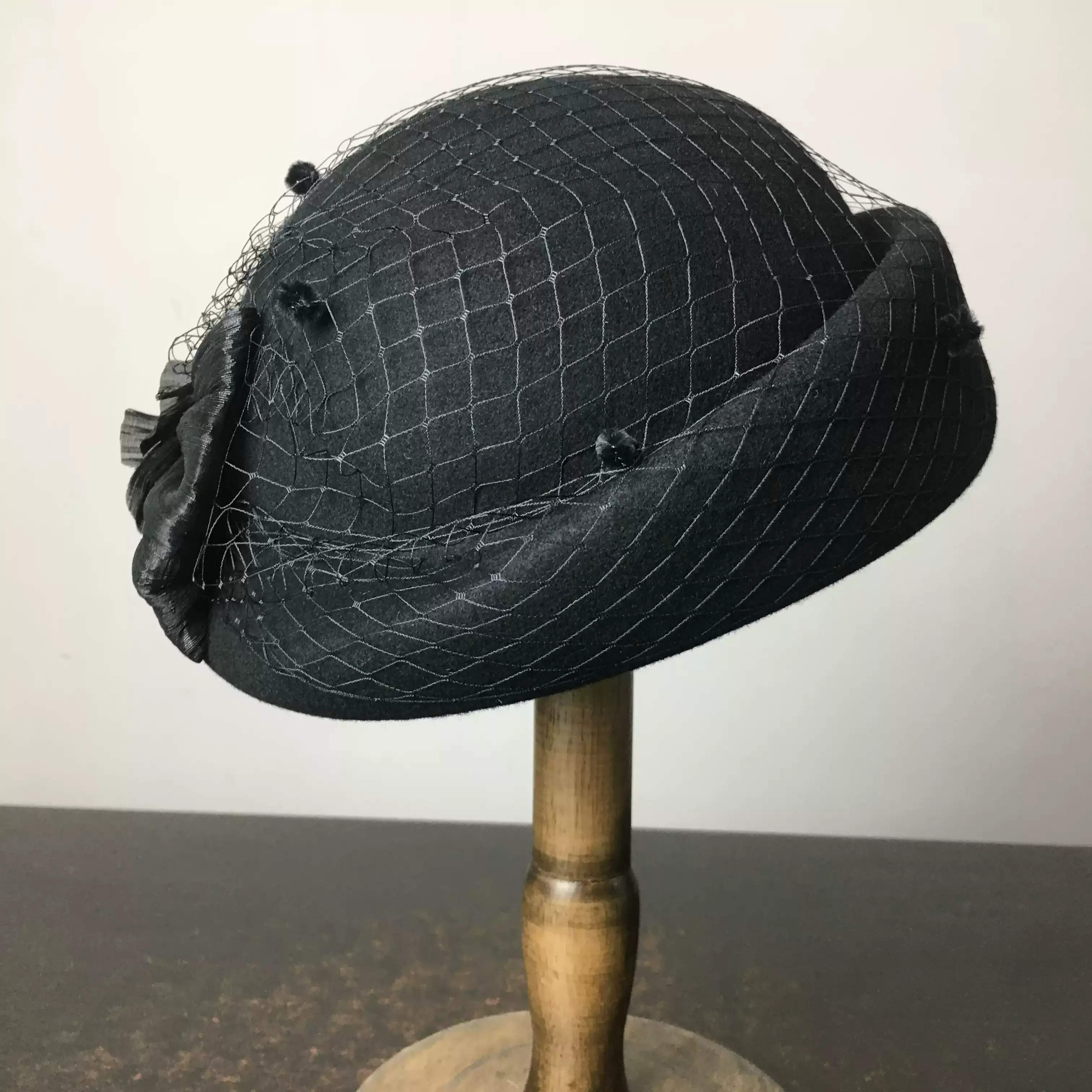 Handmade Black Wool Bowler Hat – Black Bowler Hat - Female Bowler Hat - Image 2