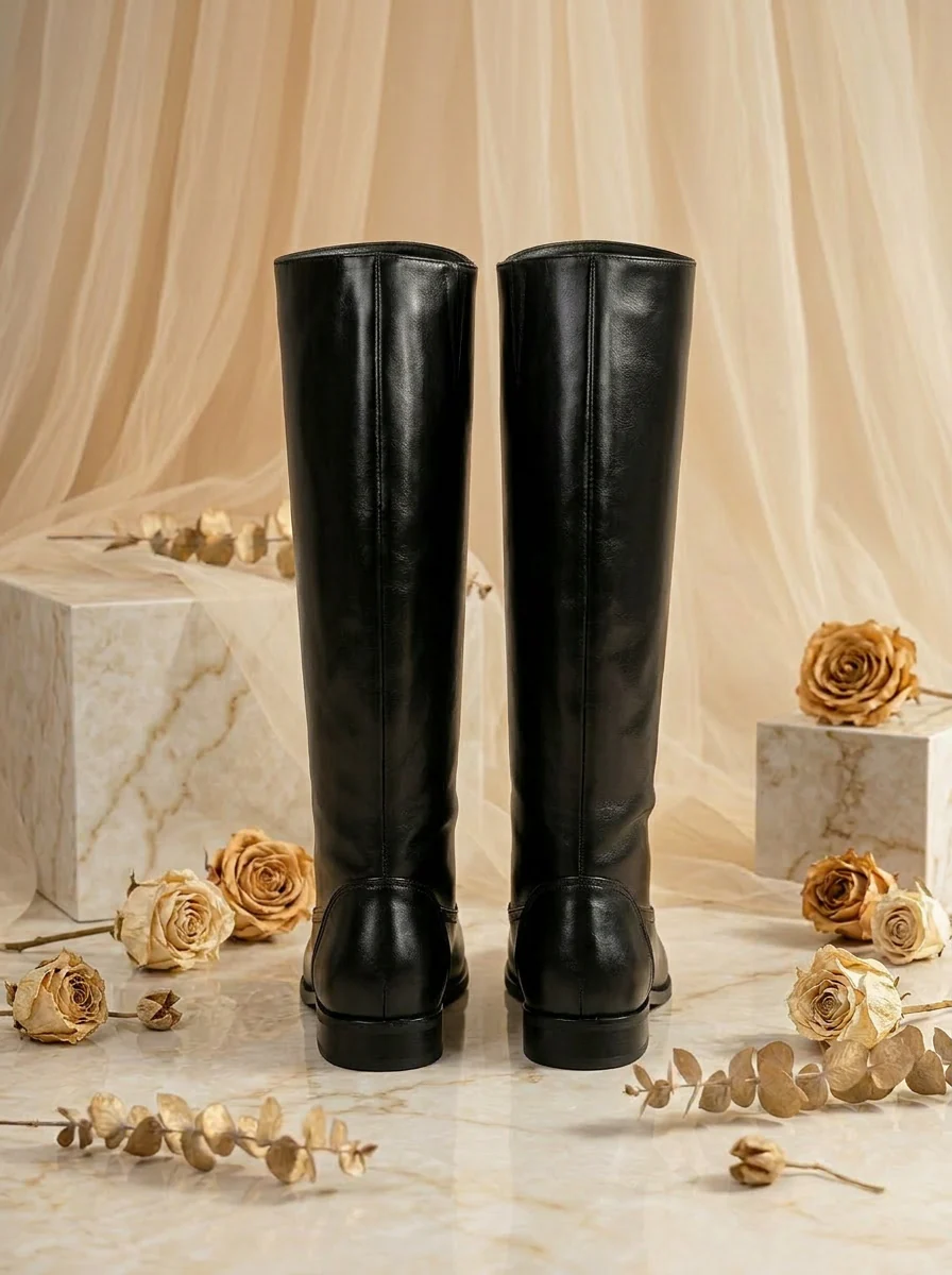 Handmade Regency Era Men Boots – Rococo Baroque Style with Bridgestone Leather and Round Toe - Image 3