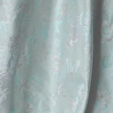 Mint Floral Silk Jacquard Fabric with Floral Pattern - Image 2