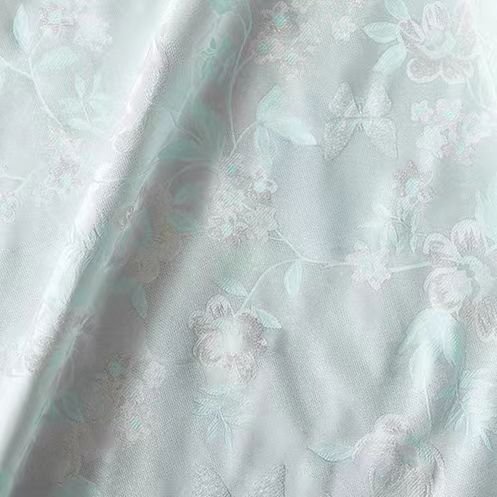Mint Floral Silk Jacquard Fabric with Floral Pattern - Image 3