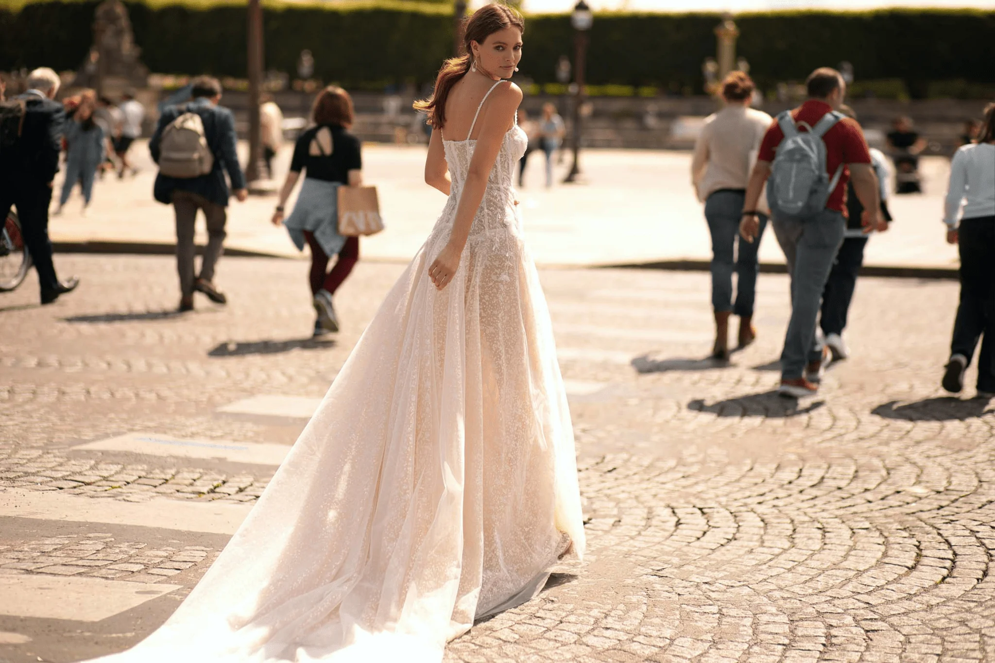 Ivory Aline Wedding Dress with Lace - Sweetheart Neckline Wedding Dress with High Slit and Tulle Skirt Plus Size - Image 4