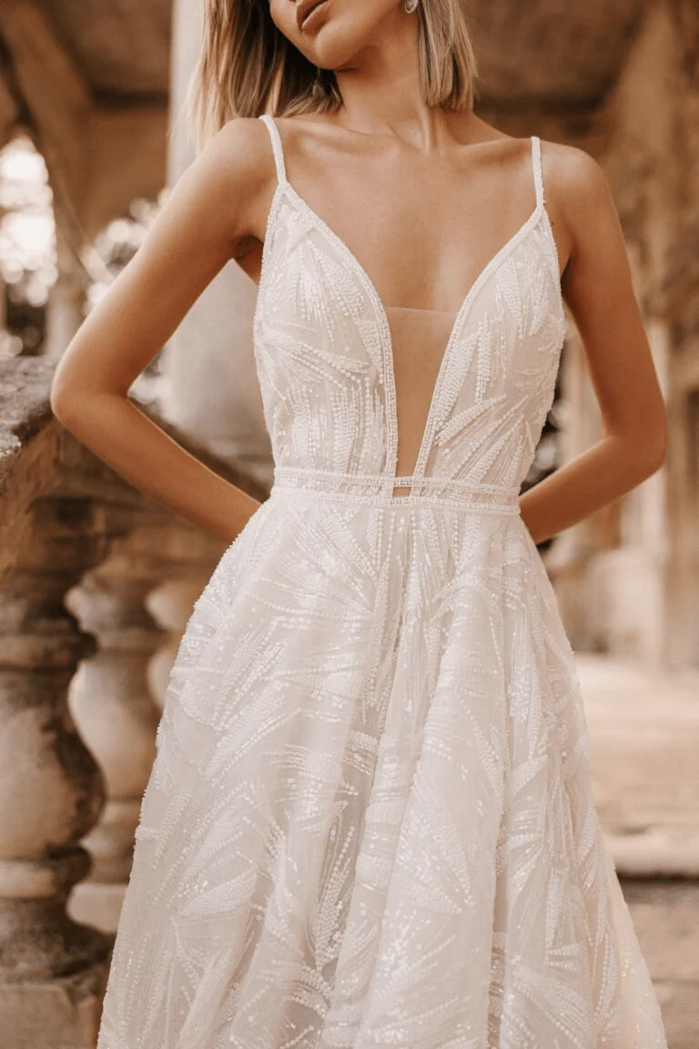Ivory Romantic Sexy Wedding Dress - Romantic Lace Low back Wedding Dress - Aline Ball Gown Wedding Dress Plus Size - EVELINA - Image 5