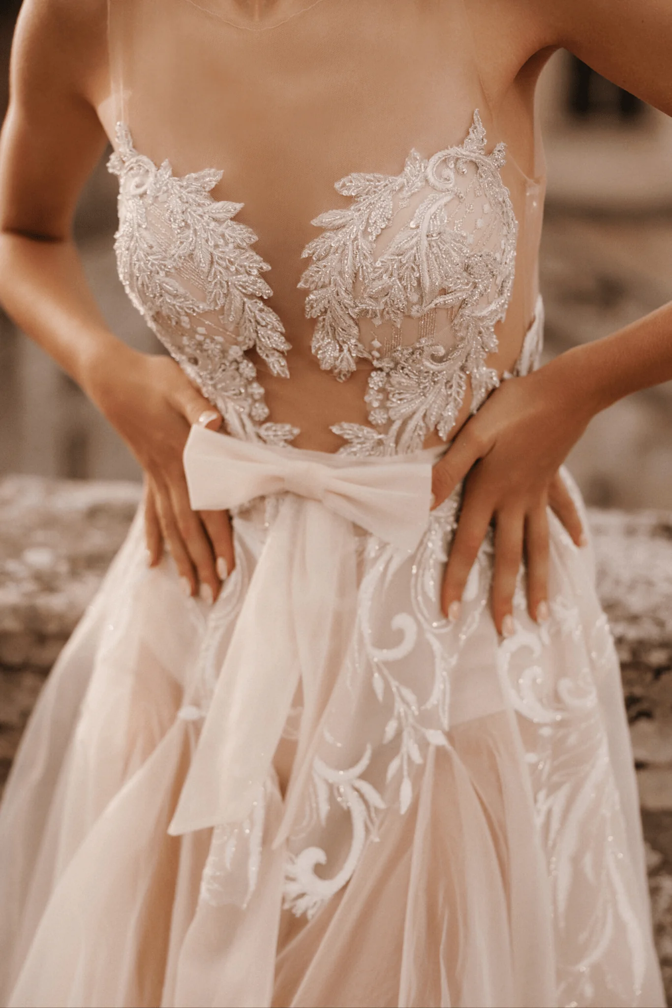 Ivory Sleeveless Wedding Dress with Bow - Wedding Dress with Tulle - Aline Ball Gown Wedding Dress Plus Size - ISABELLE - Image 6