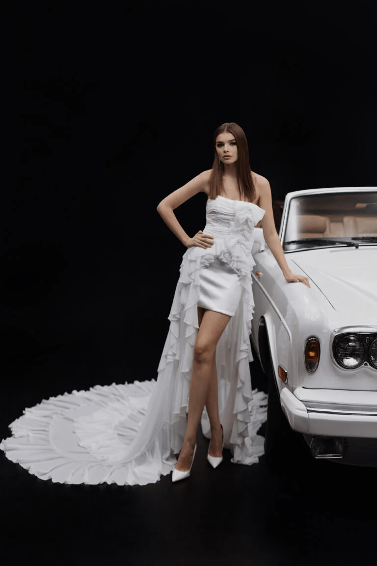 Ivory Strapless Wedding Dress and Short Wedding Dress with Elongated Train Plus Size - NINA - Image 3