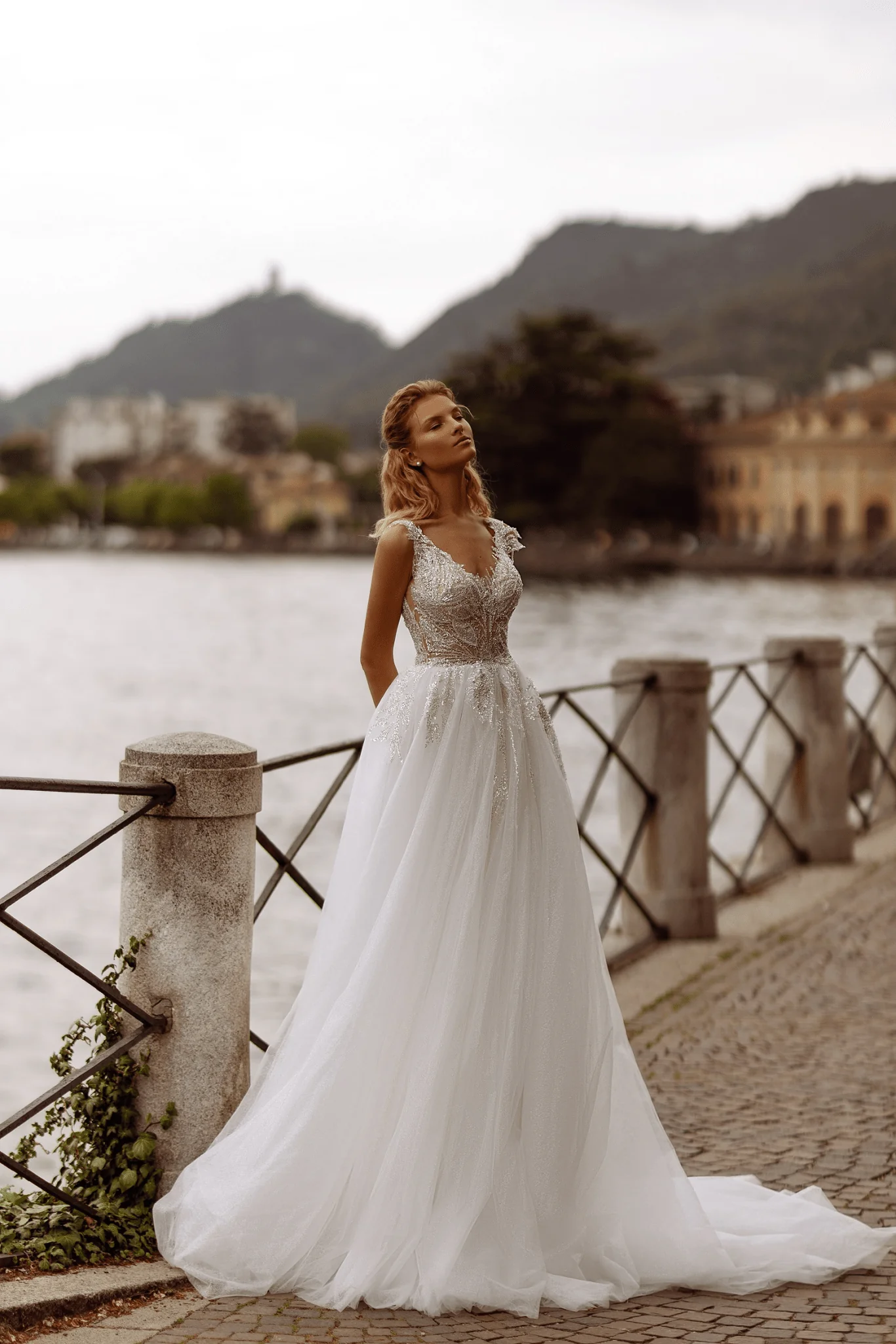 Lace Bodice Wedding Gown - Aline Wedding Dress with Lace Sleeves - Sleeveless Ball Gown Wedding Dress Plus Size