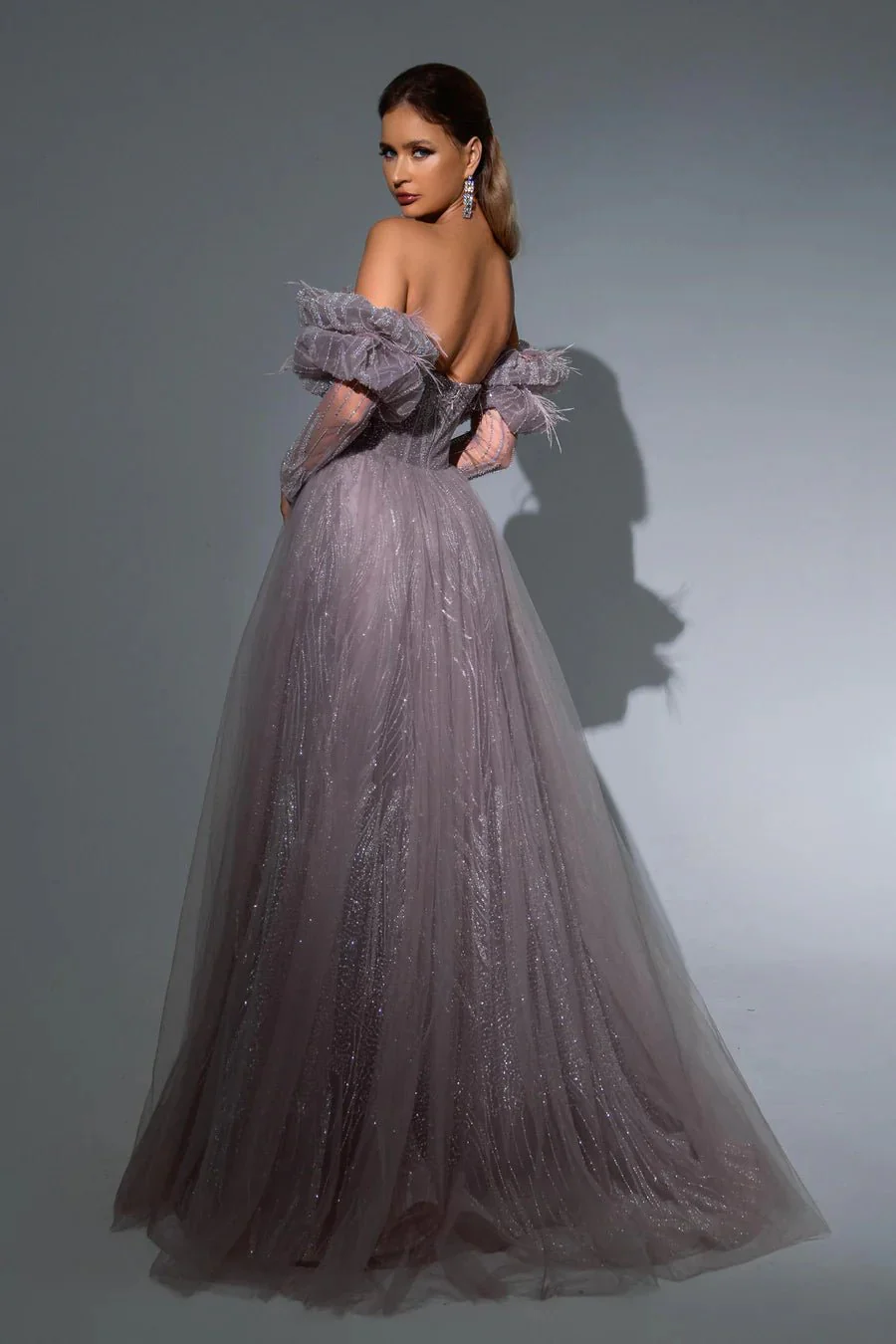 Luxurious Olive Green Sequin Evening Gown with Feathered Sleeves - Pretty Sequin Dress and Elegant Designer Gown Plus Size - Image 5