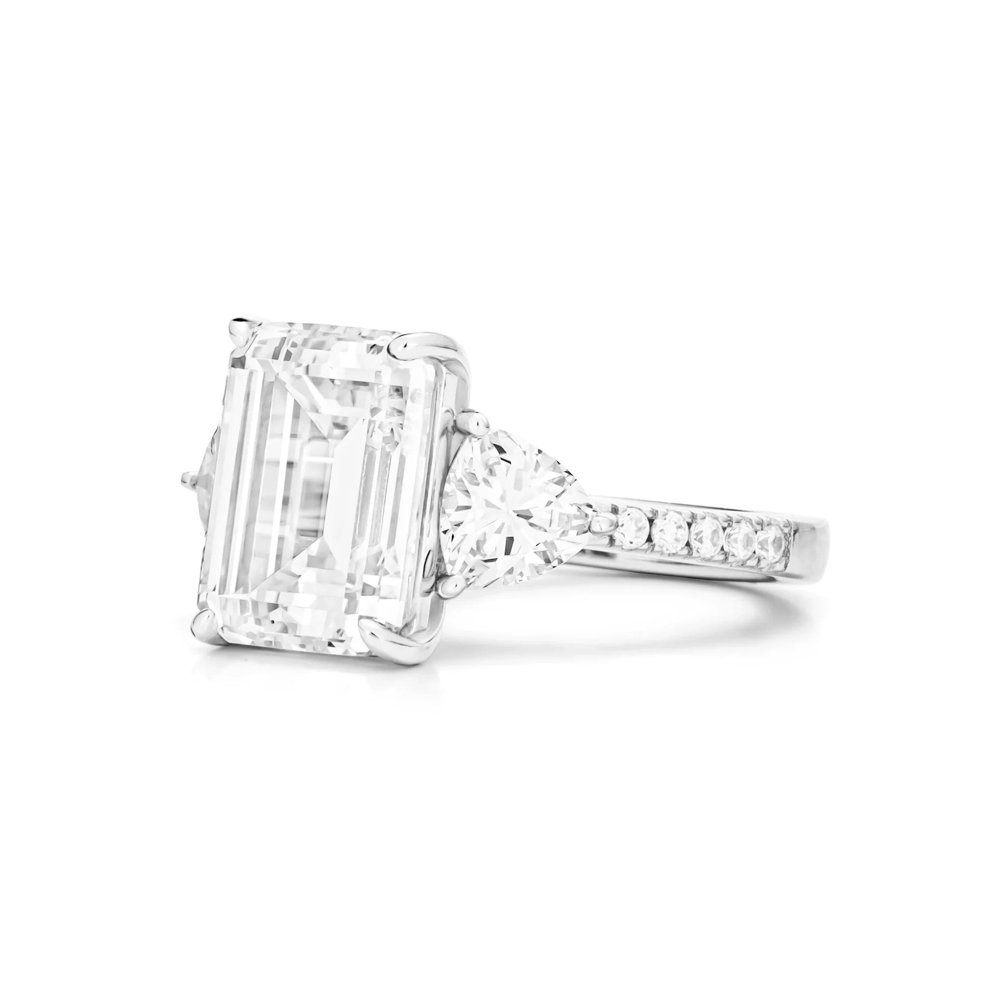 Luxury Emerald Cut Cubic Zirconia Three Stone Decoy Engagement Ring 5 Carat - Image 3