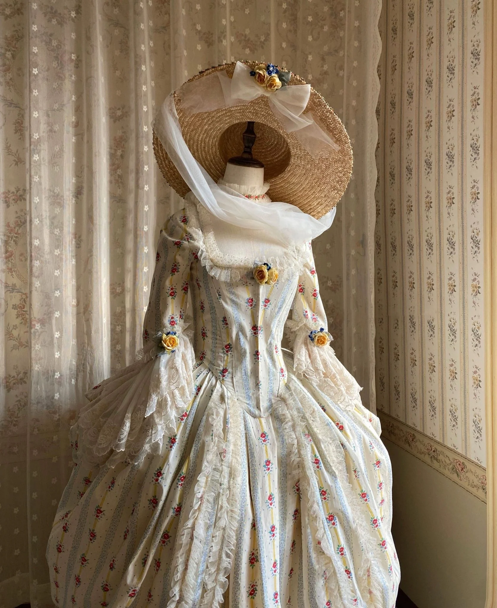 Marie Antoinette Baby Blue and Cream Ball Gown - Rococo Style Dress and Baroque Wedding Dress with Lace Plus Size - Image 5